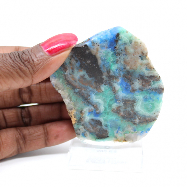 Tranche en pierre d’Azurite Malachite authentique pour décoration