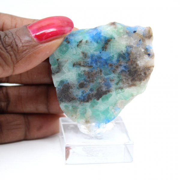 Tranche en pierre d’Azurite Malachite authentique pour décoration