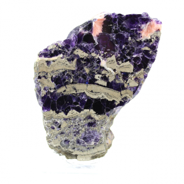Tranche en pierre de Fluorite Pyrite polie