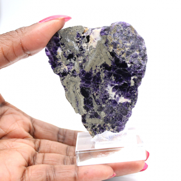 Tranche Fluorite Pyrite naturelle idéale pour collection