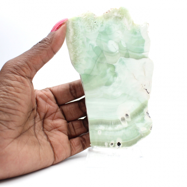 Tranche d’Aragonite verte naturelle pour décoration Tranche d’Aragonite verte naturelle pour décoration