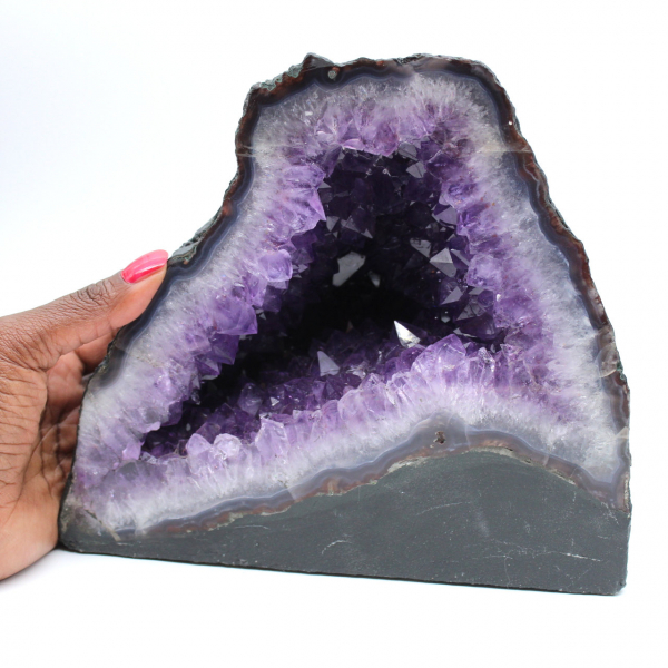 Géode d’améthyste du Brésil avec cristaux violets pour collectionneur 