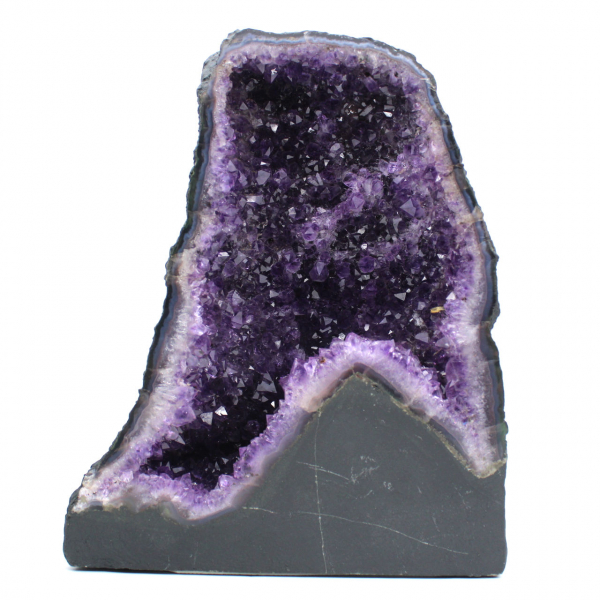 Pièce unique géode d’améthyste du Brésil de qualité avec base stable 