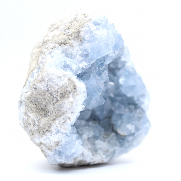 Géode décorative en célestite bleue de Madagascar