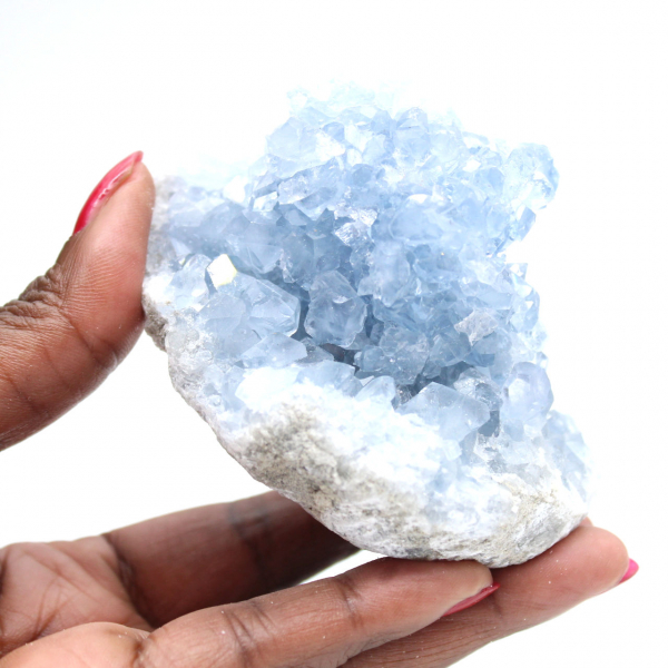 Géode de célestite bleue Madagascar authentique