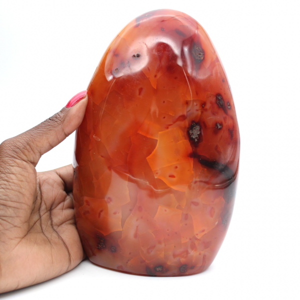 Cornaline Polie XXL Madagascar - Pierre Décorative Rouge-Orange Authentique (Ornement)