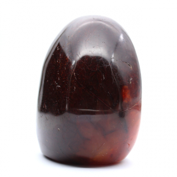 Cornaline Ornement Poli de Madagascar - Pierre Naturelle de Collection Rouge-Orange Intense