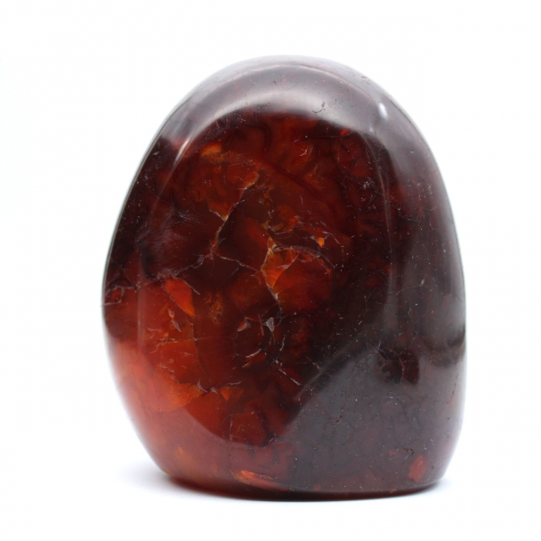 Cornaline Ornement Poli de Madagascar - Pierre Naturelle de Collection Rouge-Orange Intense