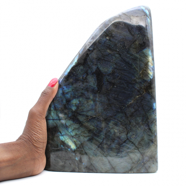 Grande pierre Labradorite polie, spécimen décoratif de prestige, Madagascar
