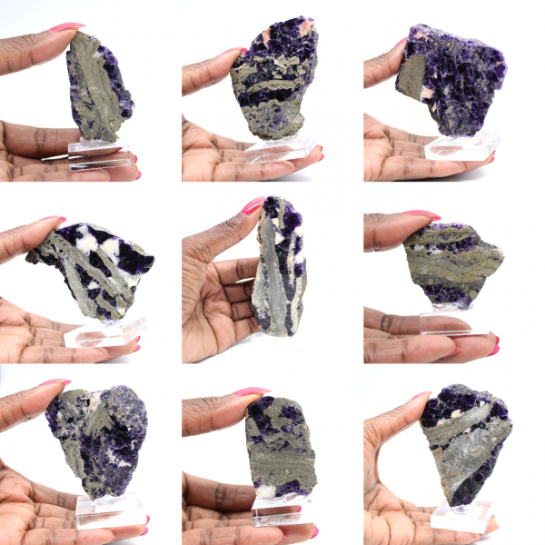 Tranche Fluorite Pyrite naturelle idéale pour collection