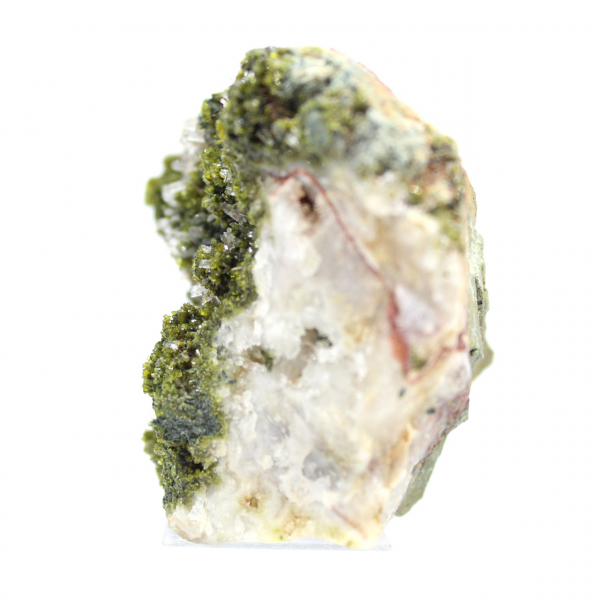 Cristaux d'épidote verte sur gangue du Maroc