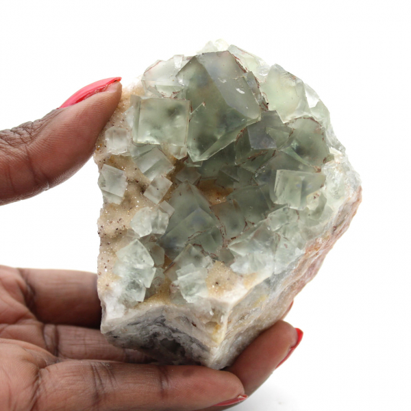 Fluorite verte authentique : Cristaux sur gangue du Maroc