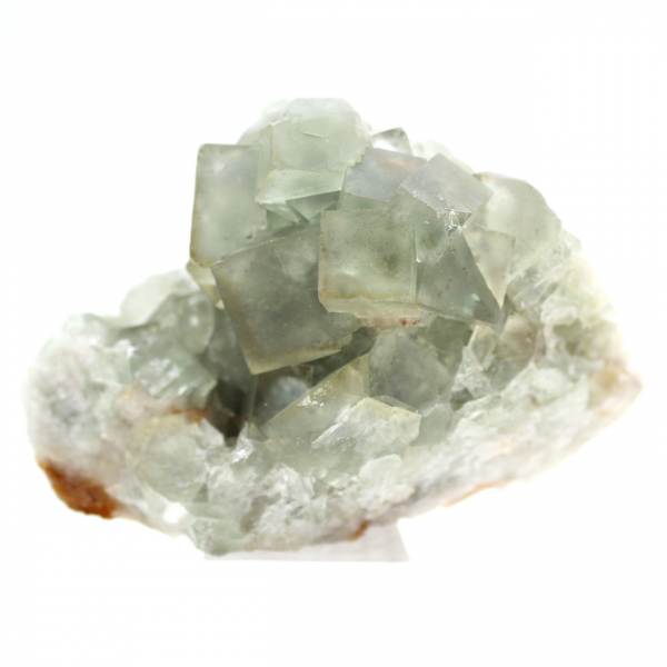 Pierre Fluorite verte brute : Échantillon cristallisé sur roche