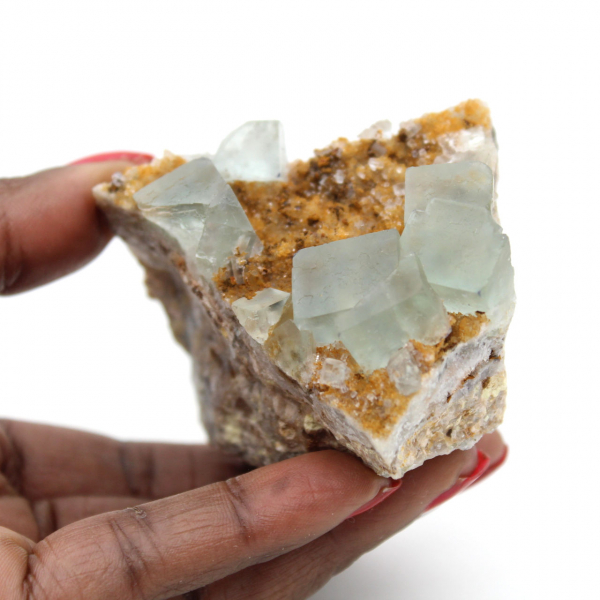 Fluorite verte brute : Cristal sur roche mère Maroc