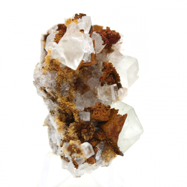 Miniature de Fluorite verte : Cristal du Maroc sur roche