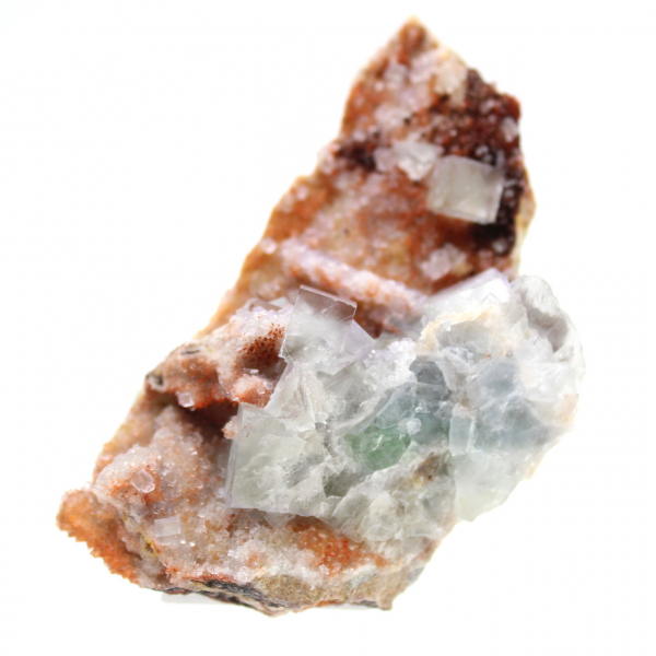 Pierre de Fluorite marocaine : Cristaux verts sur roche