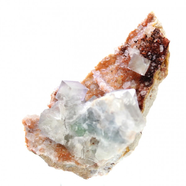 Pierre de Fluorite marocaine : Cristaux verts sur roche