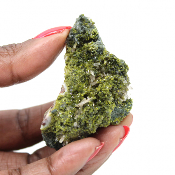 Épidote verte du Maroc sur gangue fine