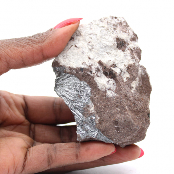 Cristaux de Pyrolusite sur Gangue, Roche Naturelle