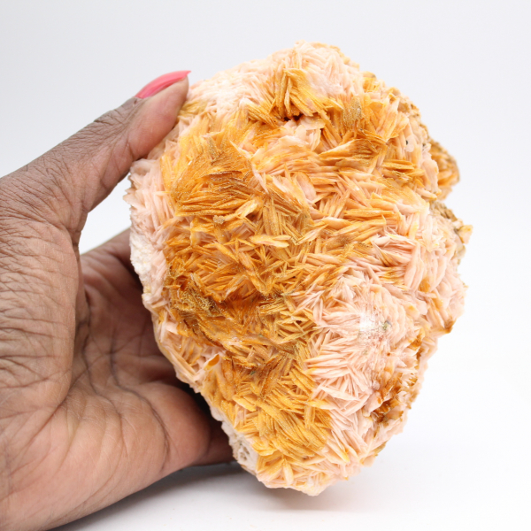 Barytine orange du Maroc à cristallisation marquée