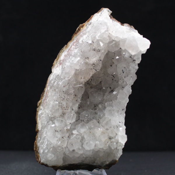 Spécimen Quartz et Goethite Maroc, Géode à filaments