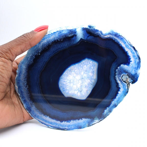 Tranche d’agate bleue brésilienne pour collection scientifique