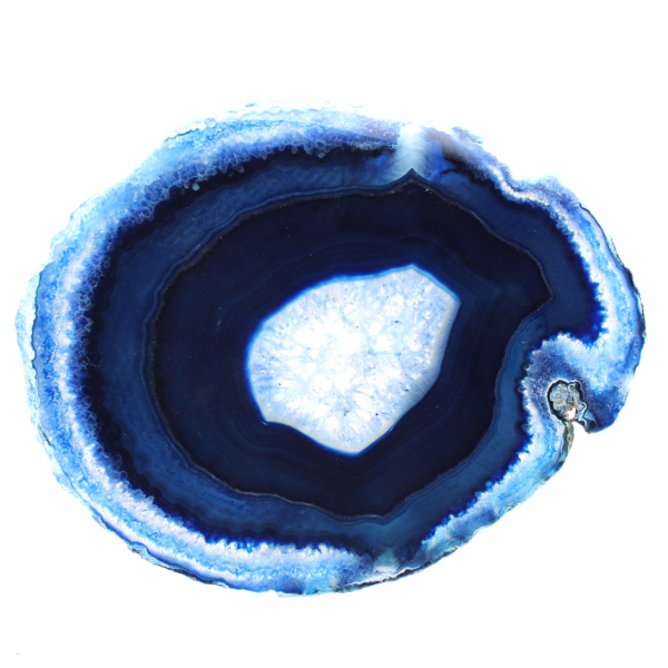Tranche d’agate bleue brésilienne pour collection scientifique