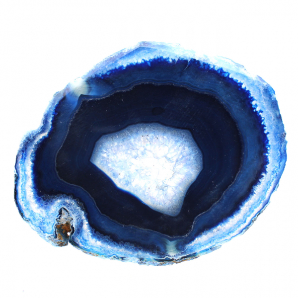 Tranche d’agate bleue brésilienne pour collection scientifique