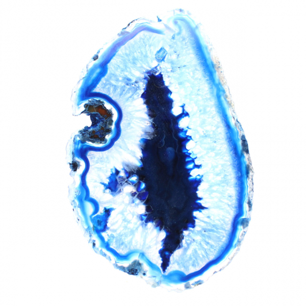 Tranche d’agate bleue fine d’origine brésilienne