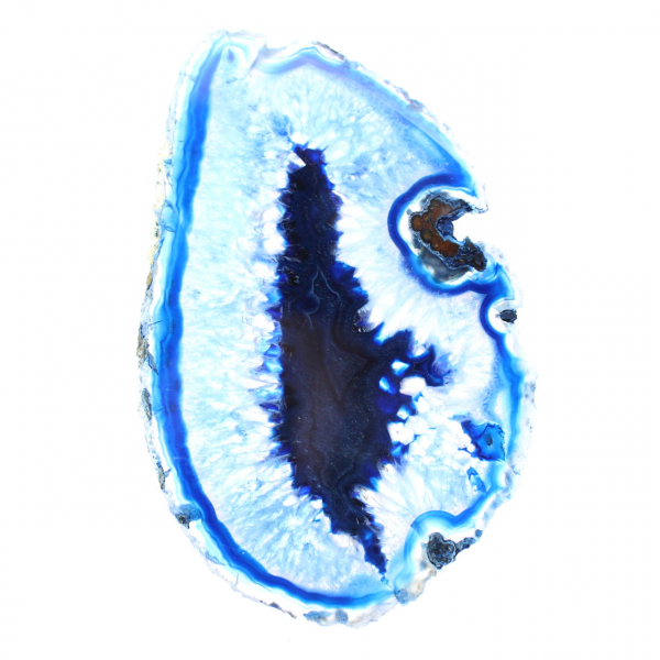 Tranche d’agate bleue fine d’origine brésilienne