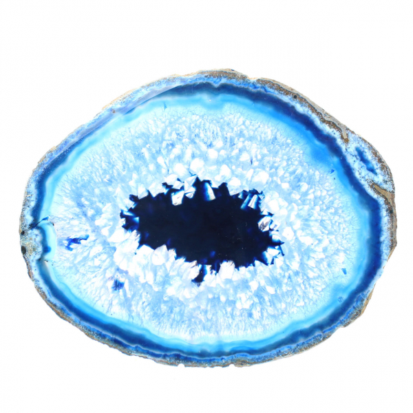 Agate bleue en tranche naturelle issue du Brésil