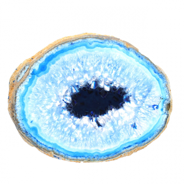 Agate bleue en tranche naturelle issue du Brésil