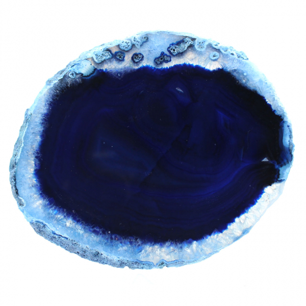 Agate bleue du Brésil en tranche pour décoration minérale