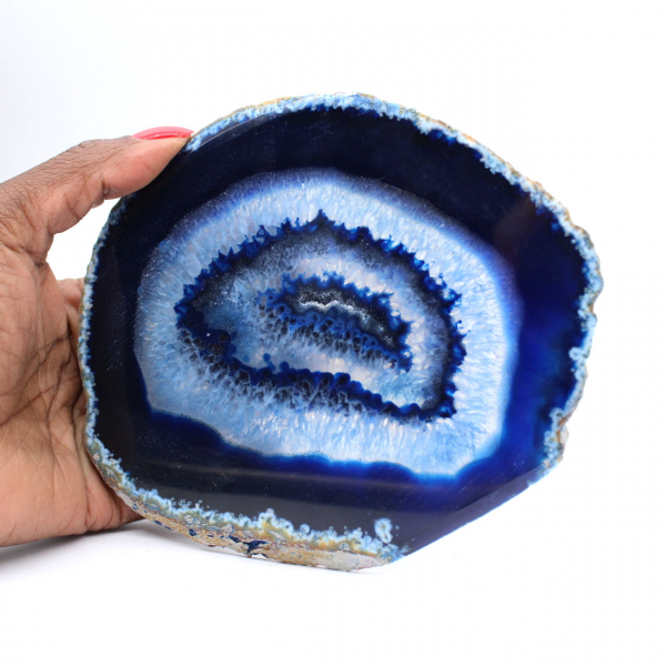 Tranche d’agate bleue brésilienne pour collection de pierres