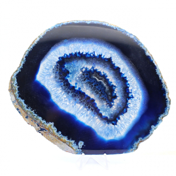 Tranche d’agate bleue brésilienne pour collection de pierres