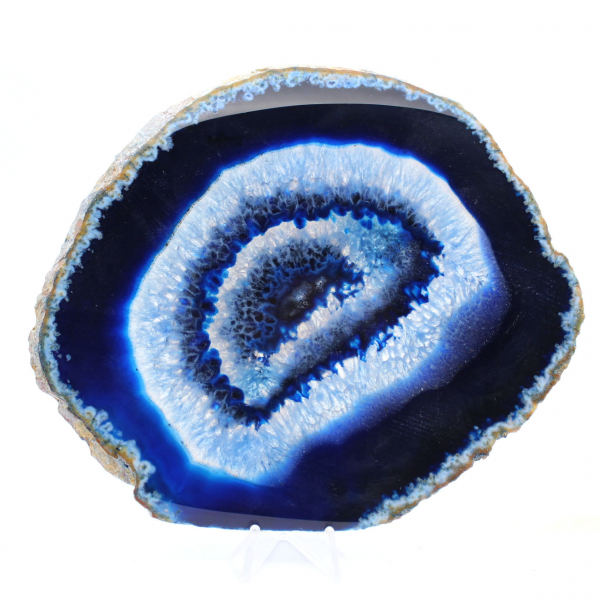 Tranche d’agate bleue brésilienne pour collection de pierres