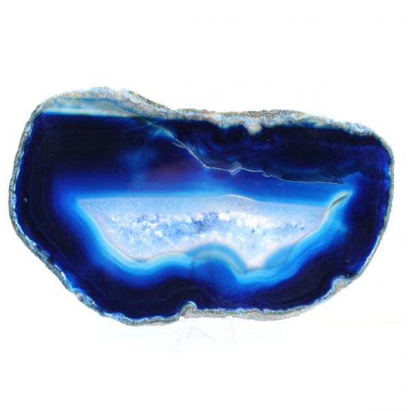 Tranche d’agate bleue du Brésil pour observation