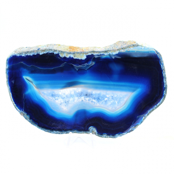 Tranche d’agate bleue du Brésil pour observation