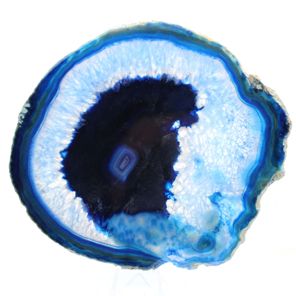 Agate bleue en tranche polie pour décoration et étude