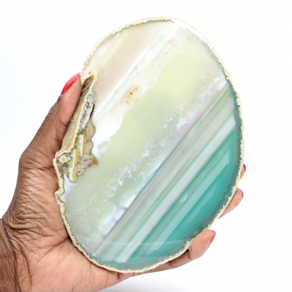 Agate verte en tranche – Spécimen naturel du Brésil 210 g