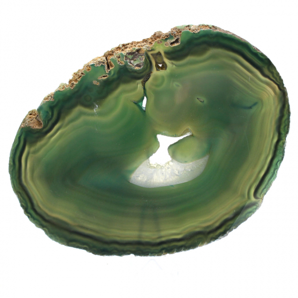 Tranche d'agate verte naturelle – Pièce décorative 250 g