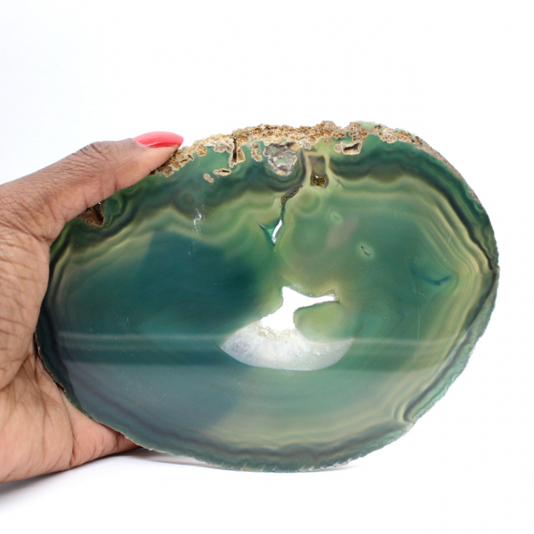 Tranche d'agate verte naturelle – Pièce décorative 250 g
