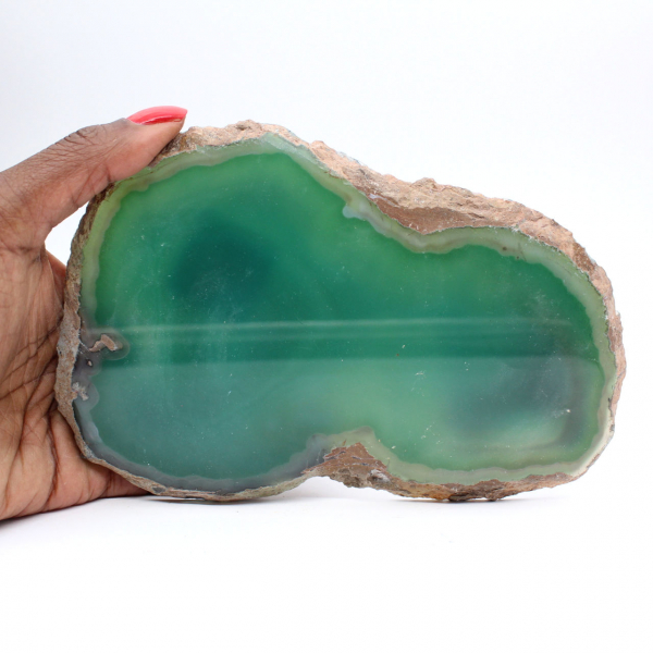 Agate verte en tranche – Spécimen minéral Brésil 315 g