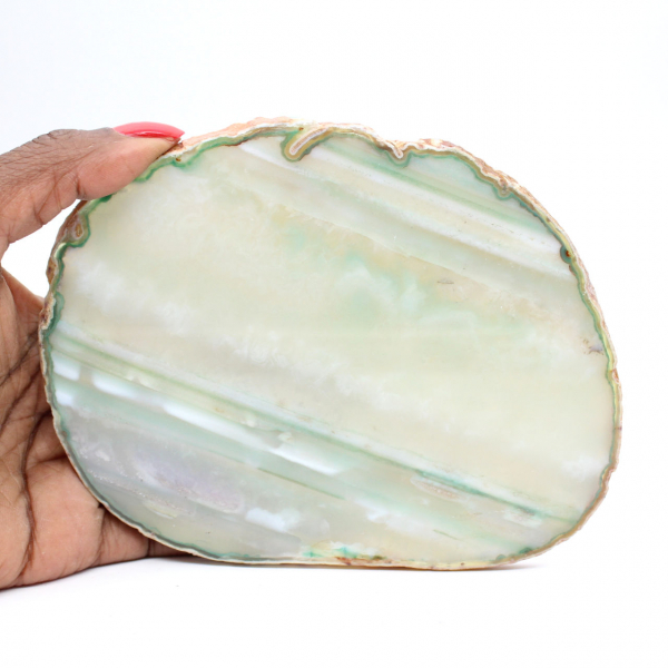 Tranche d'agate naturelle teintée vert – Brésil 240 g