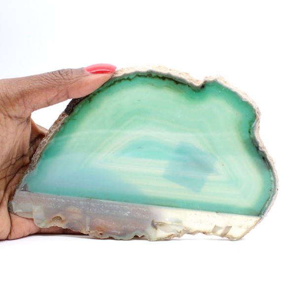Agate verte Brésil – Tranche polie de 190 g