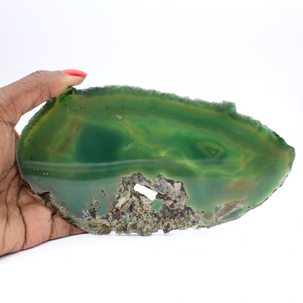Tranche d'agate verte – Pierre naturelle 225 g, Brésil