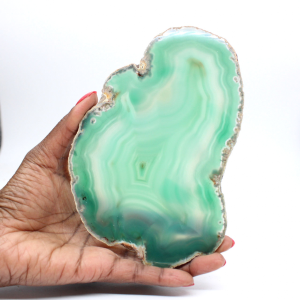 Agate verte tranchée du Brésil – Objet minéral 160 g