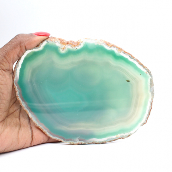 Tranche d'agate naturelle verte – Spécimen léger 170 g