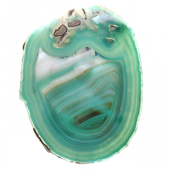 Tranche d'agate verte naturelle – Minéral brésilien 210 g