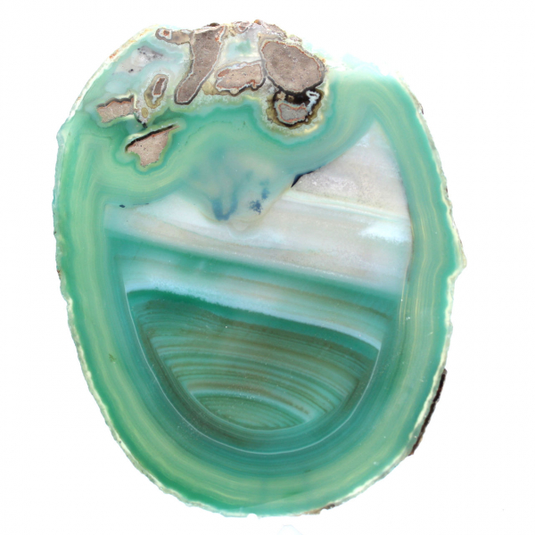 Tranche d'agate verte naturelle – Minéral brésilien 210 g